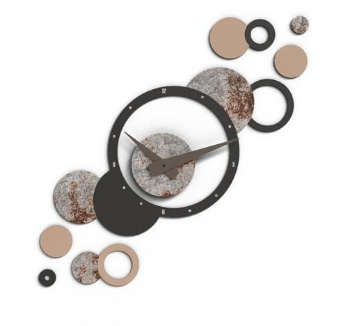 Giallobus - Geotime Uhr - Bubbles - MDF-Holz - Geotime - 15B_Forge - Moderne Wanduhr – 3D-Klebezahlen – Modulares Design
