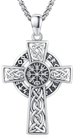 REDSUN Wikinger Pfeil Thors Hammer Kette 925 Sterling Silber ViKing Kreuz Hammer Kreuz Anhänger Keltisches Anhänger Amulett Schmuck für Herren Sohn Jungen Damen Männer Unisex