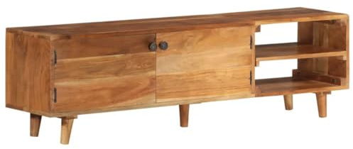 ZfiPhranillus TV-Schrank Massivholz Akazie 140 x 30 x 40 cm Honigfarben Lowboard mit 2 Türen & Fächern Modernes Design Robust & Langlebig für Wohnzimmer Schlafzimmer Flur