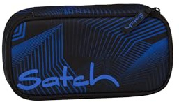 Satch Schlamperbox Seismic Blue - Blau | Extra groß mit Trennfach, Reißverschlussfach, Stiftehaltern, Geodreieckfach und Sichtfenster für den Stundenplan