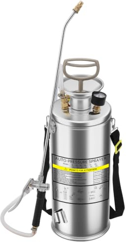 Drucksprüher 10L Edelstahl – Handspritze mit Manometer, Verstellbarer Messingdüse, für Garten, Rasen, Desinfektion & Reinigung