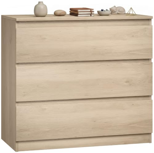 HOMCOM Chest of Drawers 3-Drawer Organiser 80 x 39 x 73cm Oak | Storage Unit, for Bedroom, Living Room