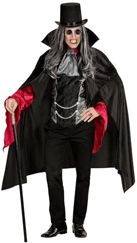 W WIDMANN MILANO Party Fashion - Vampir Kostüm für Erwachsene | Hemd mit Weste, Jabot mit Medaille, Umhang, Blutsauger Verkleidung für Halloween, Karneval
