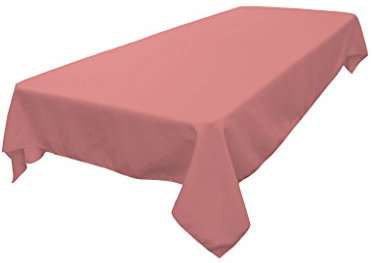 LA Linen Nappe rectangulaire Lavable, en Popeline de Polyester, résistante aux Taches et aux Plis, pour Salle à Manger, Cuisine, fête, Vacances, 152,4 x 228,6 cm, Rose poudré