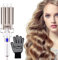 CkeyiN 3 Barrel Curling Iron Wand Hair Waver with LCD 16 Temperature Control Display, Ceramic Tourmaline Crimper Hair Iron with Glove, Dual Voltage for All Hair Types Crimper Beach Waving Styling