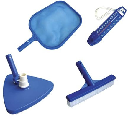 Kokido Kit Pulizia Acqua Manutenzione Piscina retino Spazzola aspirafango termometro