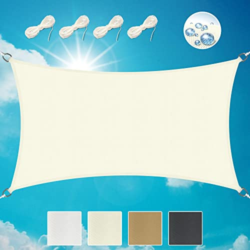 Sol Royal Voile d'Ombrage Rectangulaire 2x4m Imperméable PES SolVision PS9 – Toile Protection Solaire et UV pour Pergola avec Fixation – Brise Vue Creme pour Patio, Terrasse, Balcon & Jardin