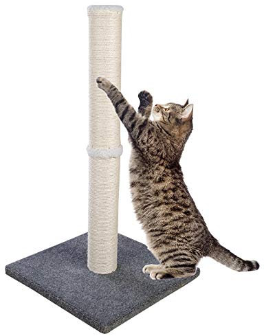 Dimaka Kratzpsäulen für Katzen,Sisalstamm, Ersatzstamm für Kratzbaum,Kratzbrett mit Plüsch(Grau)