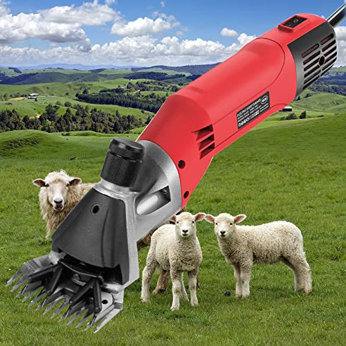 Vinteky Tondeuse à Mouton Électrique 780W Tondeuse Electrique Professionnelle pour Laine Tondeuse Animal électrique Professionnelle Peu de vibrations 6 Vitesses Ajustable Économie de Travail(Rouge)