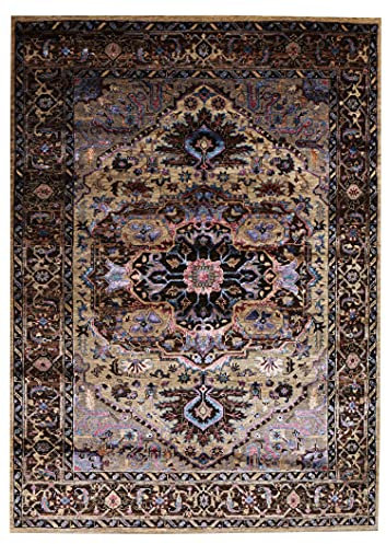 Eryk graues Heriz-Muster 170 x 240 cm traditionelles handgeknüpftes modernes Design Teppich & Teppich
