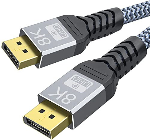 YOJOCK 8K DisplayPort Cable 1.4, DP Cord 3M High Speed [8K@60hz, 4K@144hz, 2K@165Hz, HDR] Gaming Monitor DisplayPort to DisplayPort Cable Nylon Braided Compatible PC, HDTV, Monitor (3M)