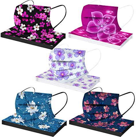 50Stück Erwachsene Mundschutz Einweg 3-lagig mit Motiv Bunt Mund Nasenschutz Cartoon Druck Tücher Atmungsaktiv Mund-Tuch Bandana Halstuch Schals für Männer Frauen (A20, 17x9.5cm)