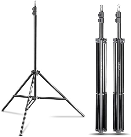 Walimex pro WT-803 3er Set Lampenstativ 208cm - leichtes Lichtstativ aus Aluminium, Höhe max. 208 cm Traglast 3,5 kg für Fotografie Studio Mobil Video Blitz Softbox Ringlicht, mit Tasche + Adapter