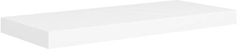 vidaXL Floating Wall Shelf White - Modern Display Shelf with Metal Frame and Easy Installation - Durable MDF Shelf for Living Room, Office or Bedroom (60x23.5x3.8 cm)