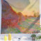Berkin Arts Decor Wandteppich zum Aufhängen, Hintergrund aus hochwertigem Polyesterstoff Post-Impressionismus Orange Tolles Gemälde 150 x 200 CM(Claude Monet-Getreidestapel)