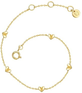 GLANZSTÜCKE MÜNCHEN Damen Armband 925/- Sterling Silber gelbgold | gelbvergoldet 18 Karat, Ankerarmband, Herz, Federring