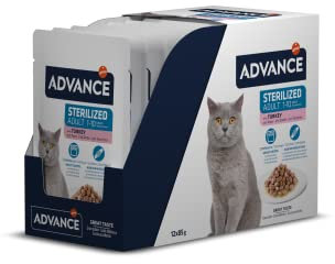 Advance Comida Húmeda para Gatos Adultos Esterilizados con Pavo, Multipack 12 x 85 g, Total 1.02 kg