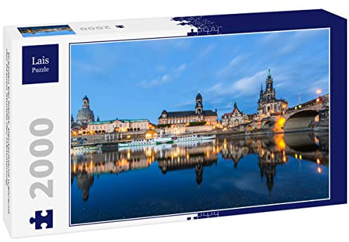 Lais Puzzle Dresden bei Nacht, Deutschland während der blauen Stunde der Dämmerung 2000 Teile