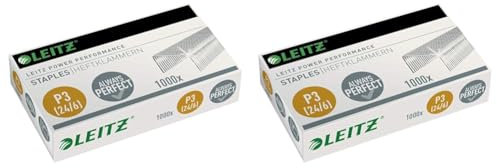 Leitz Power Performance Heftklammern P3, 1000 Stück, Verzinkt, 55700000 24/6mm (Packung mit 2)