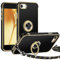 Miss Arts für iPhone 7/8/SE 2022/SE 2020 Hülle mit Band, Ring Ständer Handykette Handyhülle Frauen Mädchen Dünn Stoßfeste Schutzhülle für iPhone 7/8/SE 2022/SE 2020 Case Schwarz