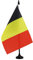 AZ FLAG - Nationale Tischflagge für Autorennen, Belgien, 21 x 14 cm – kleine Flagge des Bürokommissars aus 100% Polyester mit 25 cm Fahne und Sockel aus schwarzem Kunststoff
