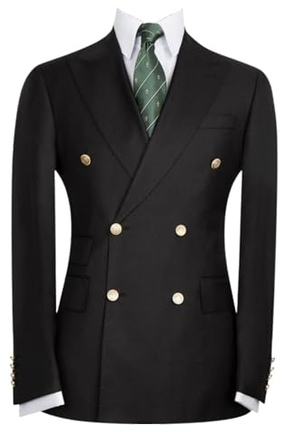 Drkobr Men's Solid Blazer Double Breasted Suit Jacket Regular Fit for Formal Occasion
