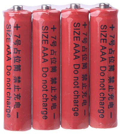 QINZTON No Power 10440 Lr03 AAA - Juego de 4 pilas falsas para carcasa, soporte de posición, conductor cilíndrico para batería AAA Eliminato, color rojo
