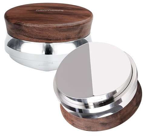 Normcore Distributore di caffè da 58,5 mm, resistente, strumento di livellamento del caffè con vero legno di noce americano, profondità regolabile, adatto a tutti i portafiltro da 58 mm, nero