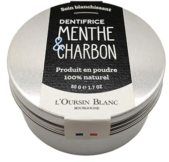 Dentifrice en poudre Menthe&Charbon - 50g - Soin Purifiant et Blanchissant Naturel - L'Oursin Blanc