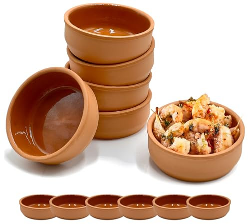 Tapas Schalen Braun | Auflaufformen aus Ton | Cazuela Schale | Schälchen | Mediterran |Tonschalen Braun Ø11,5cm (6)