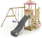 WICKEY Aire de Jeux Smart Savana portique en Bois avec balançoire et Toboggan, Tour d'escalade pour Enfants avec bac à Sable, échelle et Accessoires de Jeu pour Le Jardin. (Rose Pastel)