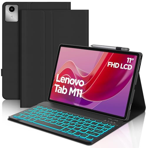 IVEOPPE Tastiera per Lenovo Tab M11 11 2024 - Tastiera per Lenovo Tab M11, Cover Tastiera Layout Italiano Retroilluminata Wireless Bluetooth per Lenovo Tab M11 11 2024 (TB330FU/TB330XU), Nero