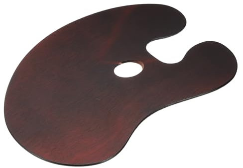 PATIKIL 16x12 Wooden Paint Palette, Wood Painting Palette Color Mixing Oval Paint Tray Palette with Thumb Hole for Oil Watercolor Artist, Dark Brown