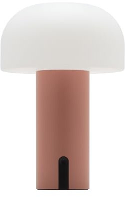 LUUK Studio NEU LED Pilz-Lampe, spritzwasserfest IP 44 geeignet für Garten, Terrasse und Balkon, lange Leuchtdauer, kabellos & wiederaufladbarer Akku, Matt Rosa
