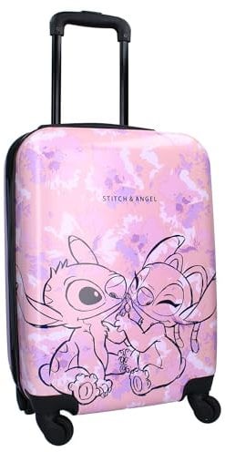 Lilo & Stitch Trolley Koffer Ohana Forever ABS-Reisetrolley für Kinder – 4 Räder – Ausziehbarer Griff – 46 x 33 x 21 cm – Fassungsvermögen 31 Liter – Farbe Rosa