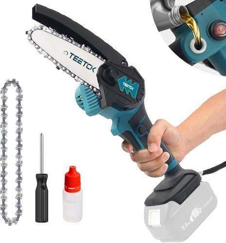 Mini Chainsaw 4 inch Cordless, Powered Chain Saw for Branch Pruning Compatible with Makita 18V Battery, Portable Electric Handheld Small Chainsaw (Variety)