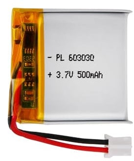 3.7V Lipo battery, 3.7V 500mAh 603030 Lithium Polymer Ions with 2P-PH connection with 2.0 mm pitch