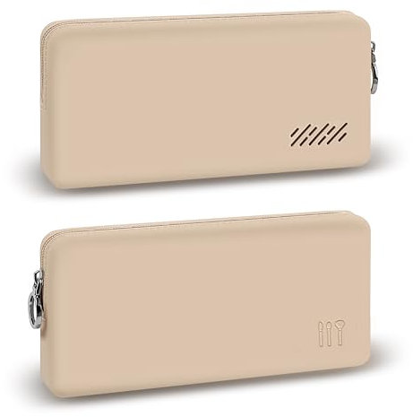 HomeGadget Porta Pennelli Make Up in Silicone [ 22 x 11 x 4cm ] - Lavabile Completamente - Organizer per Trucco come Pennelli, Makeup ecc. in Cachi