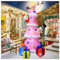 Albero di Natale Gonfiabile da 2,7 m Rosa Con Babbo Natale e Pupazzo di Neve - Decorazioni Natalizie da Giardino Con Luci LED Integrate e Confezione Regalo