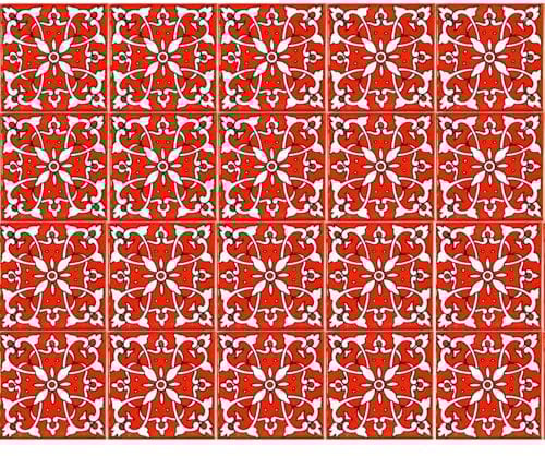 20 Mattonelle tipo NEJETTE in ceramica smaltata 10x10 cm spessore 0,6 cm - Mattonelle Tunisine realizzate con Serigrafia Artigianale (Rosso). Adatte a rivestimento.