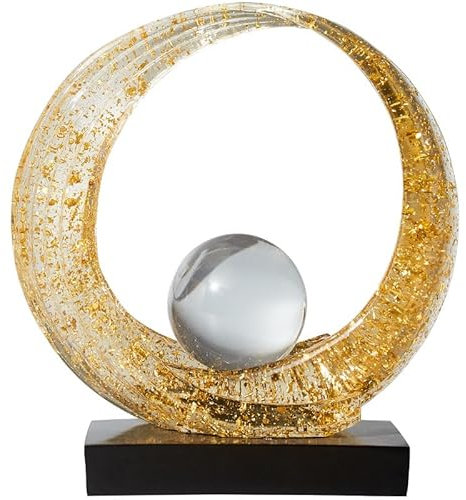 XYQXYQ Goldene Wellen-Origami-Statue aus Kunstharz, moderne abstrakte Heimdekoration, betont abstrakte Büroschreibtisch, Zentrum, Kunststatue, Tisch, Familie, Schlafzimmer, Wohnzimmer, goldene