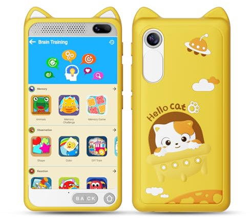 Kinderhandy Spielzeug 3.97 Zoll Touchscreen Pretend Smartphone, Kinder Smart Phone Weihnachts- und Geburtstags Geschenke für Mädchen und Jungen 3 4 5 6 7 8 9 10 Jahre(Gelb)