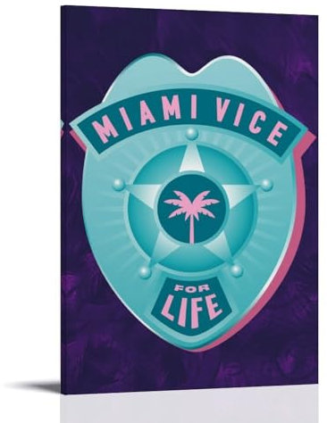 EGLOBICH Wandposter Miami Vice for Life, Wandkunst, dekoratives ästhetisches Leinwandposter, 30 x 45 cm, Rahmen – Miami Schraubstock fürs Leben