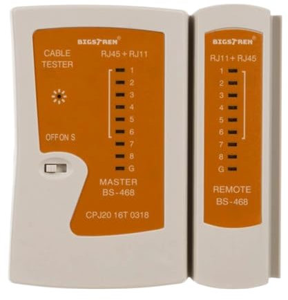 Terryshop74 Tester di Rete RJ45 RJ11 per Cavi Ethernet e Telefonici | Diagnosi Cablaggi LAN e Telecom | Funzione Auto Scan 2 Velocità | Collaudatore Pilota incluso |