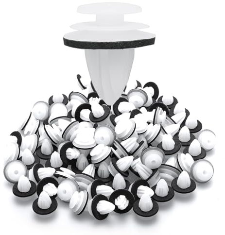 100pcs Car Trim Clips,Auto Body Fastener,Car Rivet Clip Kit,Universal Auto Bumper Fasteners Rivet Interior Trim Panel Retainers,White Plastic Fasteners for Car Boots,Interior Doors Car Trim Clips