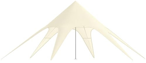 Outsunny Tente de Jardin XXL en étoile bâche Anti-Pluie Voile d'ombrage Toile de Camping 10 x 10 x 4 m Polyester Haute densité 210D imperméable Beige