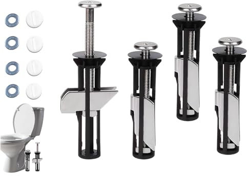 4PCS Heavy Duty Toilet Seat Fastener Bolt Kit,Universal Toilet Seat Screws,Heavy Duty Toilet Seat Locking Bolts Stainless Steel Toilet Seat Fixings Replacement Kits,Toilet Seat Fittings Bolt Kit (4)
