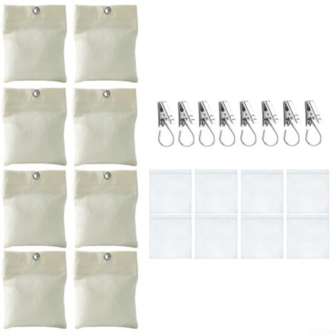 ZiStarlilife Beschwerte Taschen für den Außenbereich, 8 Stück, Segeltuch-Gewichtssäcke, mit Metall-Clips, für Pergola-Vorhänge, Cabana, Tischdecken, Flaggen, Picknick-Matten, 12,7 x 15,2 cm