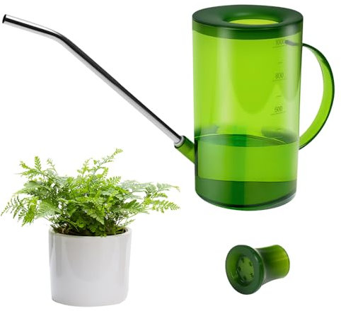 LPAMABA Arrosoir Plante Intérieur 1 L, Arrosoirs Bonsai Transparents, Petit Arrosoir Plastique à Long Bec, Arrosoirs de Jardin avec Poignée et Pommeau, pour Plantes Fleurs Succulentes, Vert