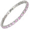 RIZILIA Eternity Tennis Bracelet & Round Cut Pink Sapphire Color Cubic Zirconia in 18K White Gold Plated, 18 cm (7 Inch)